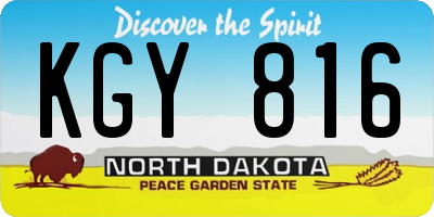 ND license plate KGY816
