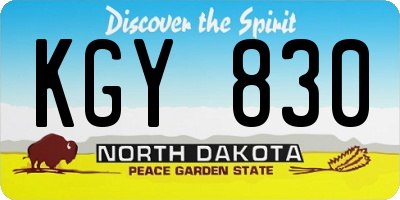 ND license plate KGY830