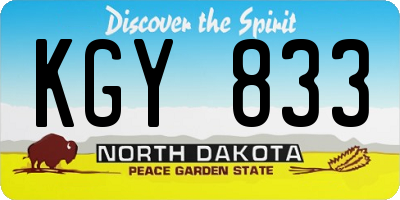 ND license plate KGY833