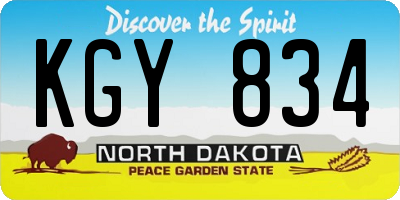 ND license plate KGY834
