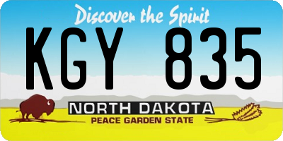 ND license plate KGY835