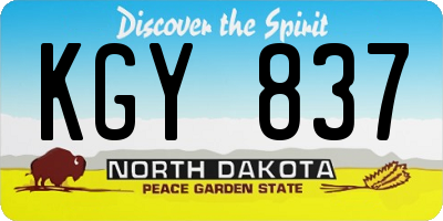 ND license plate KGY837