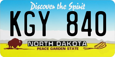 ND license plate KGY840