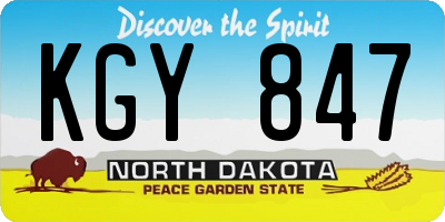 ND license plate KGY847