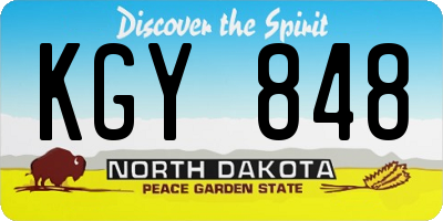 ND license plate KGY848