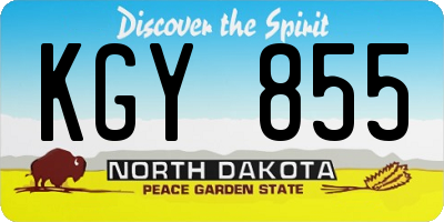 ND license plate KGY855