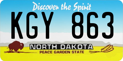 ND license plate KGY863