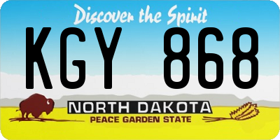ND license plate KGY868