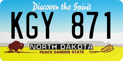 ND license plate KGY871