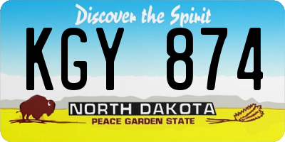 ND license plate KGY874