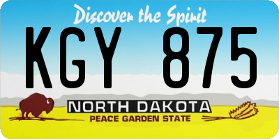 ND license plate KGY875