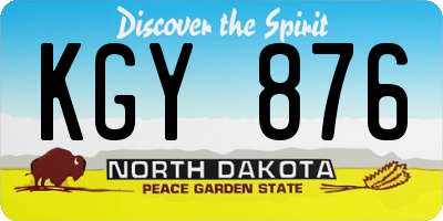 ND license plate KGY876