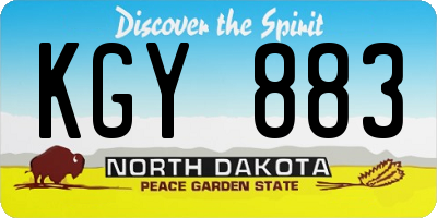 ND license plate KGY883
