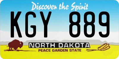 ND license plate KGY889