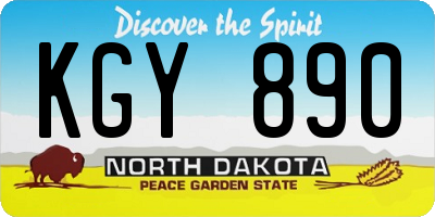 ND license plate KGY890