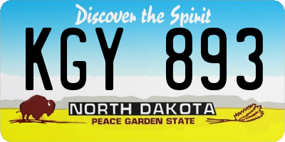 ND license plate KGY893