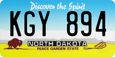 ND license plate KGY894