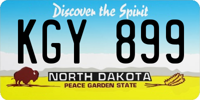 ND license plate KGY899