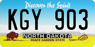 ND license plate KGY903