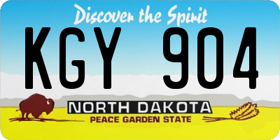 ND license plate KGY904