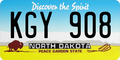 ND license plate KGY908