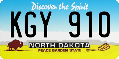 ND license plate KGY910
