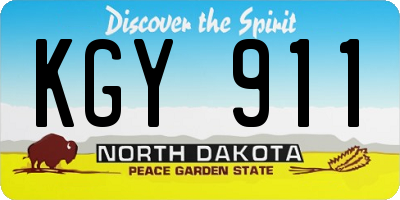 ND license plate KGY911