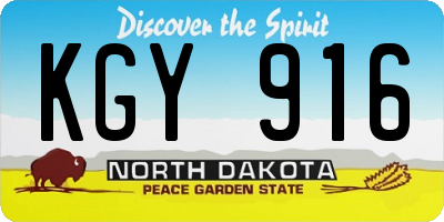 ND license plate KGY916