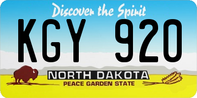 ND license plate KGY920