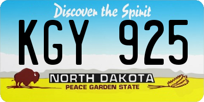 ND license plate KGY925