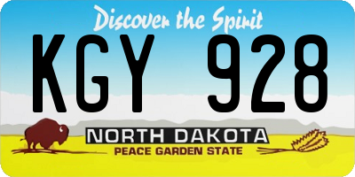 ND license plate KGY928