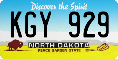 ND license plate KGY929