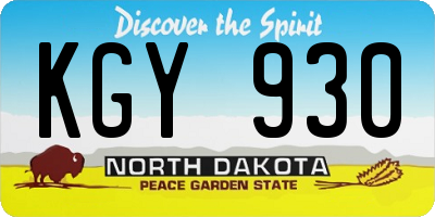 ND license plate KGY930