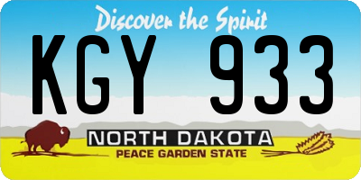ND license plate KGY933