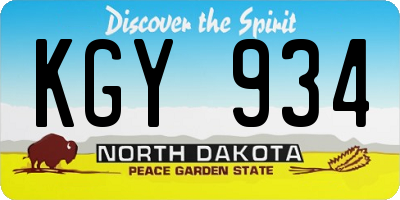 ND license plate KGY934