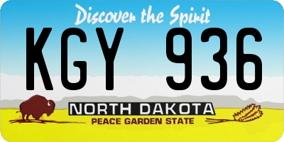 ND license plate KGY936