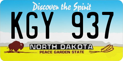 ND license plate KGY937