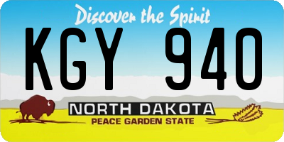 ND license plate KGY940
