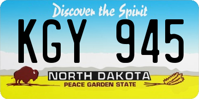 ND license plate KGY945