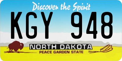 ND license plate KGY948