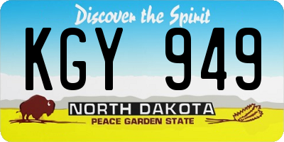 ND license plate KGY949