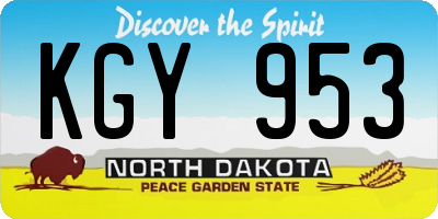 ND license plate KGY953