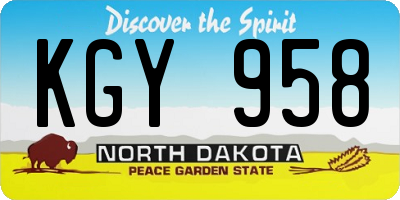 ND license plate KGY958