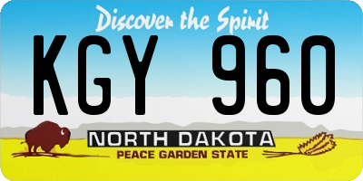 ND license plate KGY960