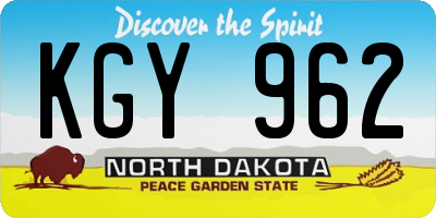 ND license plate KGY962