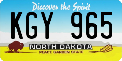 ND license plate KGY965