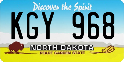 ND license plate KGY968