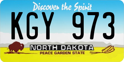 ND license plate KGY973