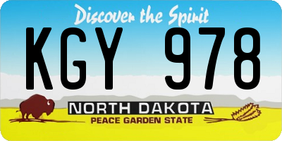 ND license plate KGY978