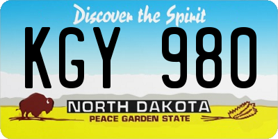 ND license plate KGY980